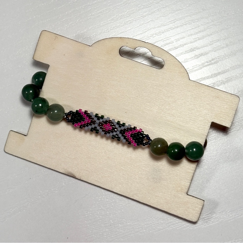 Handmade natural gemstone and seed beads bracelet